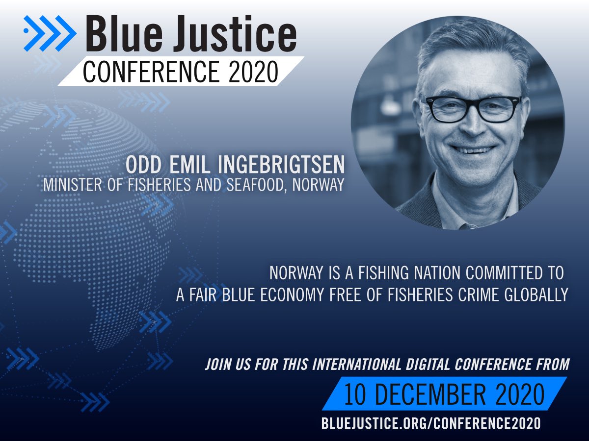 Norwegian Minister of #Fisheries and Seafood 🐟, Odd Emil Ingebrigtsen, to speak on the High Level opening of #BlueJustice2020 Conference.

Norway 🇳🇴 is a fishing nation committed to a fair #blueeconomy free of #fisheriescrime globally 🌎

Register here ➡️ bluejustice.org