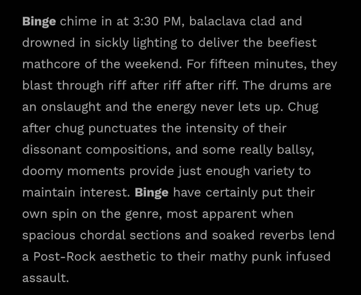 BingeMcr's tweet photo. This review of our ATG TV set for the @ATGFestival Virtual Weekend, from @invictamag is slightly more positive than the one that was pinned to our rehearsal room door... Use code FFOBinge at checkout to get 10% off tickets to see us do it in the flesh at ATG 2021! https://t.co/qtXSd3e3T0