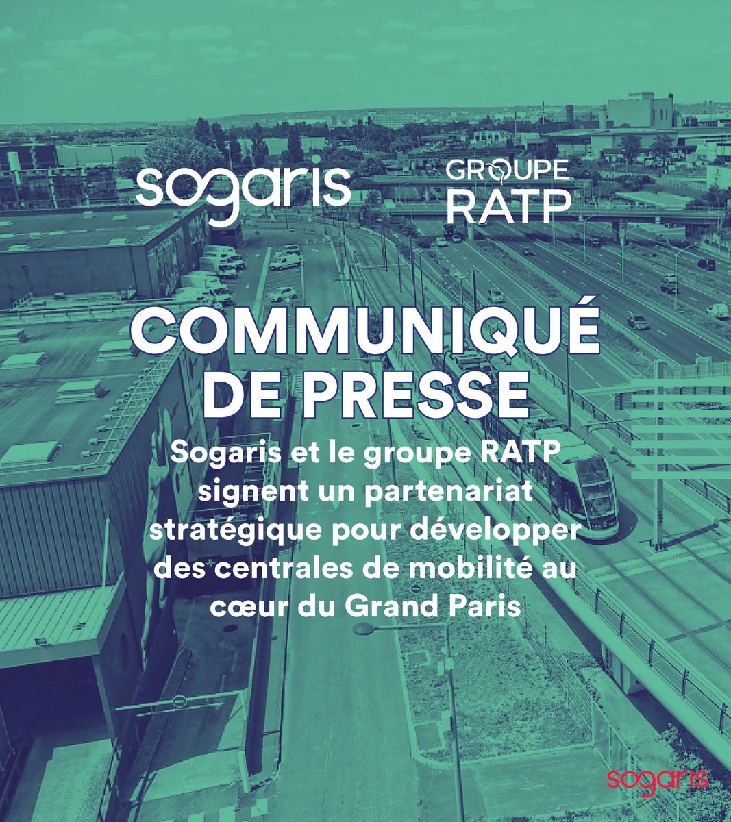 #communiqué
Très fiers de ce partenariat stratégique qui scelle l’alliance de deux acteurs historiques du #GrandParis pour le développement de #CentralesDeMobilités.
🔴Sogaris ➕🟢@RATPgroup ✊
📰A lire 👉 https://t.co/EA40re4JaF https://t.co/ceOOHqlvoM