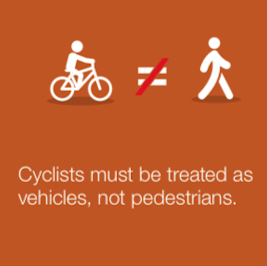 Number three on  @transportgovuk's Key Design Principles:"Cyclists must be treated as vehicles, not pedestrians."