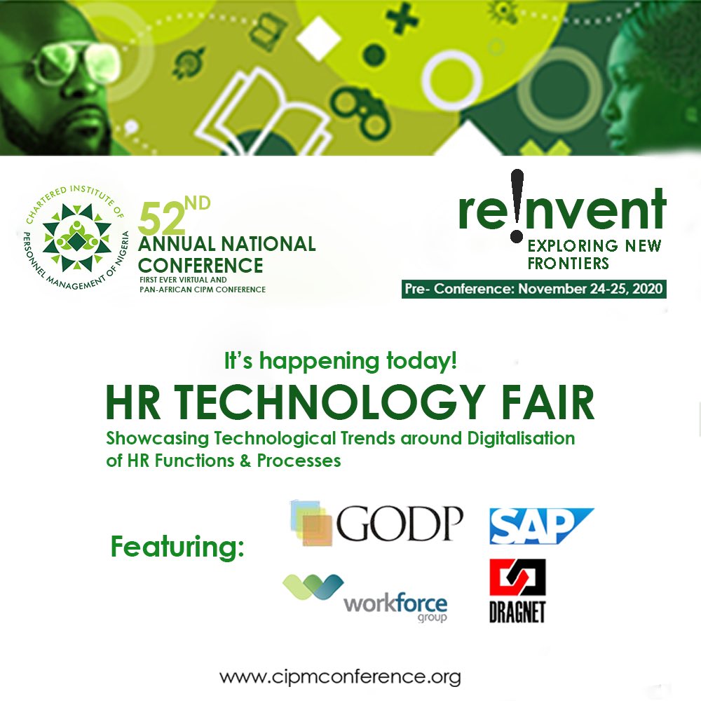 cipmnigeria's tweet image. We officially kick-off the 52nd Annual National Conference today with the HR Technology Fair and HR Academic Conference! 

You still have an opportunity to join the event. Visit cipmconference.org to register 

#cipmreinvent 
#cipmvirtualconference