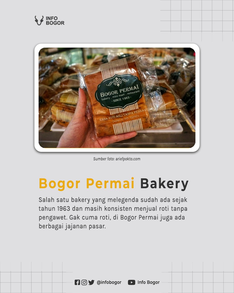 infobogor's tweet photo. Tau gak sih kalau #Bogor juga punya beberapa toko roti andalan yang bahkan udah ada sejak jaman penjajahan Belanda, loh! Beberapa diantaranya masih ada dan masih memproduksi rotinya!

#infobogor #selasafakta #tokorotibogor #faktabogor #welovebogor https://t.co/gL2dIBZFov