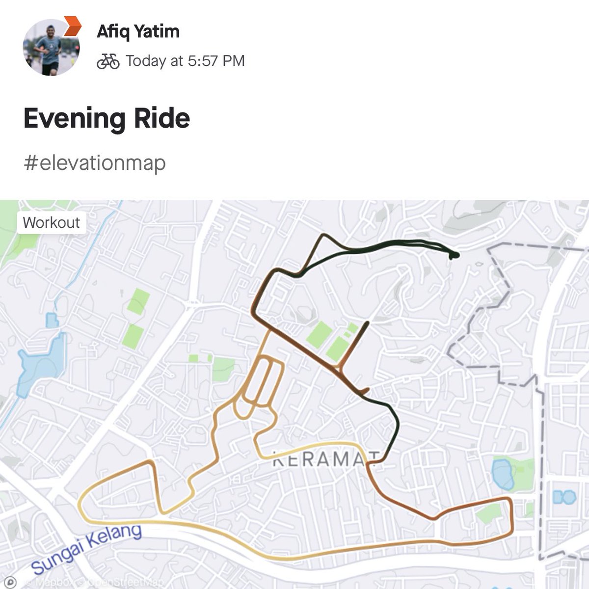afiq_yatim's tweet photo. Para pemilik acc Strava. Kot la ada yg dah bosan tgok line oren, Strava ada features baru iaitu #StatMaps. Ada macam² hashtags utk setiap data &amp; just letak dekat description. Cth mcm kt gambar ✌️

👇link utk tgok list hashtag:
https://t.co/78s2huh5LW https://t.co/kaSZnBXTq7