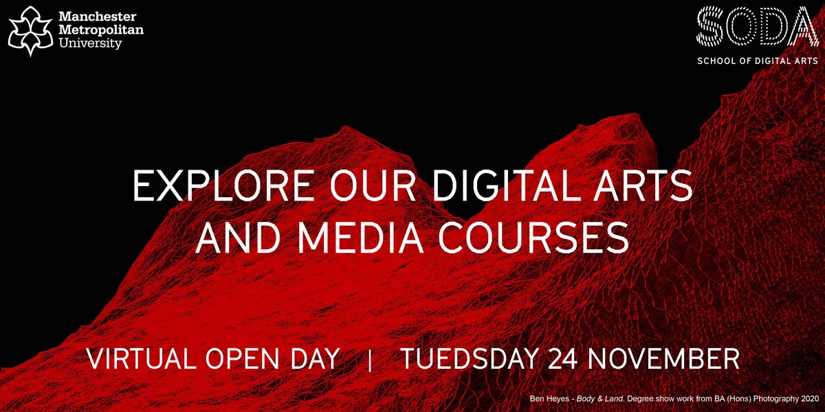 SODAmcr's tweet photo. THIS AFTERNOON: Join us at our Virtual Postgraduate Open Day! 👩‍💻

You’ll be able to attend postgraduate subject presentations, have live chats with  tutors &amp; hear more about our brand new interdisciplinary school✨ 

Find out more and book your place now: https://t.co/o4ToBvJusK https://t.co/ep9WcBpI3a
