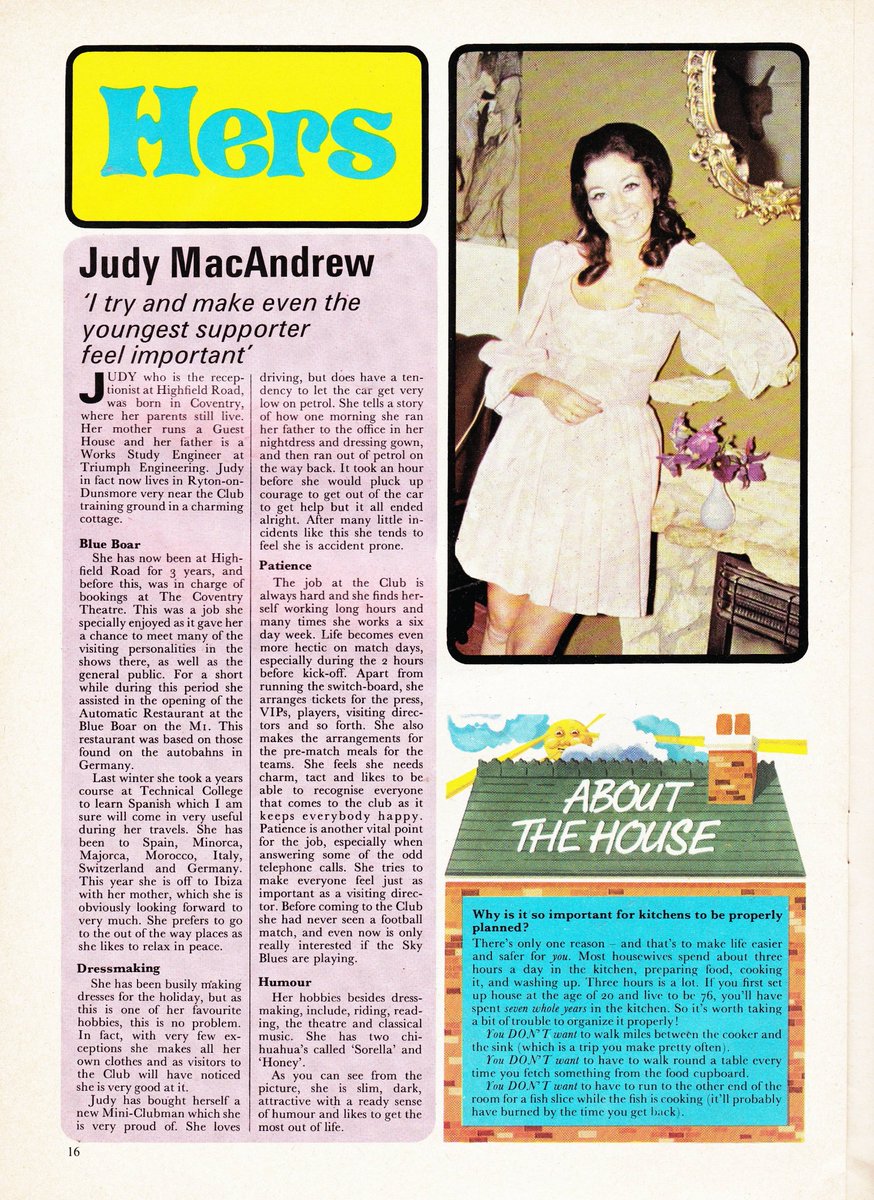 #157 - Another from Coventry City, 1971/72This time, Judy McAndrewGetting the most out of life.....