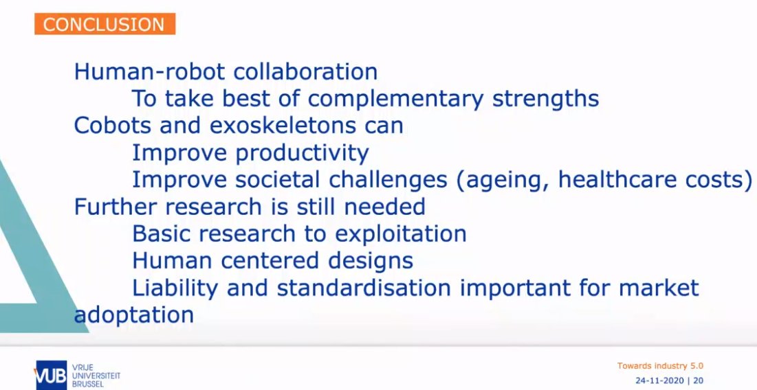 OminaTech's tweet photo. #vdisummit #industry40. Marc Teerlink: replace the mindnumbing tasks in a process by #AI. Bram Vanderborght: collaboration between #robots and humans is important, e.g. using #cobots and #exoskeletons. Marco Fliesser: enable domain experts to build #ai solutions. #manufacturing https://t.co/XzwDeul1JE