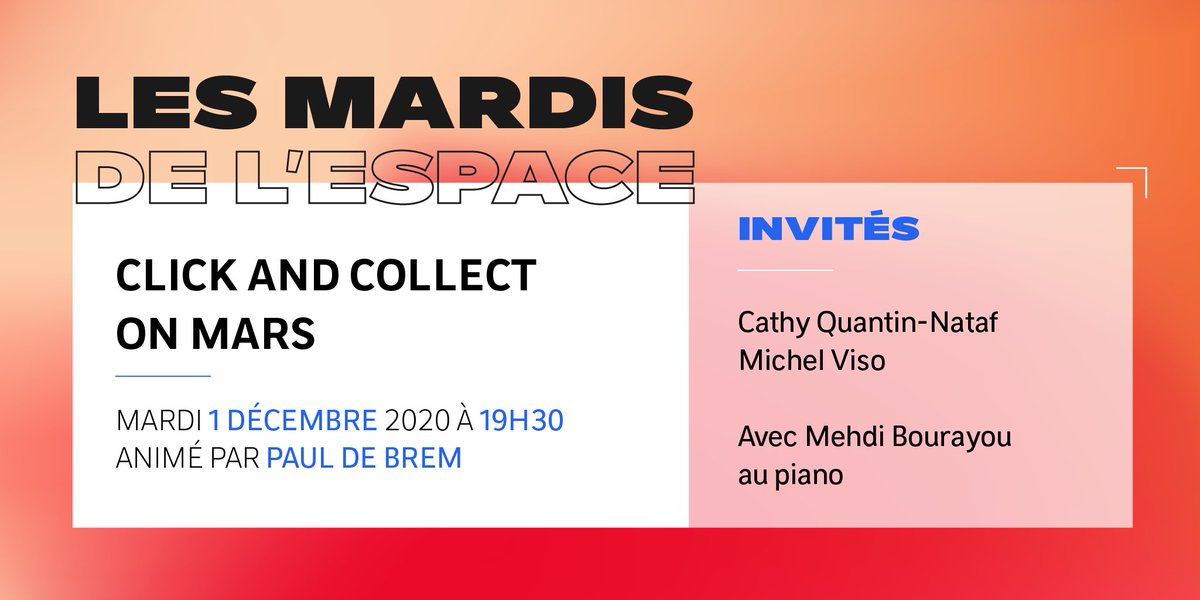 CNES's tweet photo. #CNESTweetUp Mardi 1 décembre, nous serons en direct sur https://t.co/bdsBLlOKKL pour l'ultime Mardi de l'Espace de l'année 2020. Cathy Quantin-Nataf, géologue au @LGLTPE sera accompagnée de notre expert Michel Viso. Ils vous parleront des futurs retours d'échantillons martiens ! https://t.co/rrP5v60bg6
