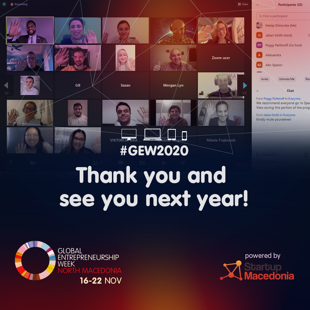 GEW_N_Macedonia's tweet photo. With 45 events (+ one prelaunch), 54 partner organizations, 120 speakers, and an attendance of 2923 participants we had the most successful Global Entrepreneurship Week ever. Thank you and see you next year! #GEW2020 https://t.co/hwH8QBOPZb