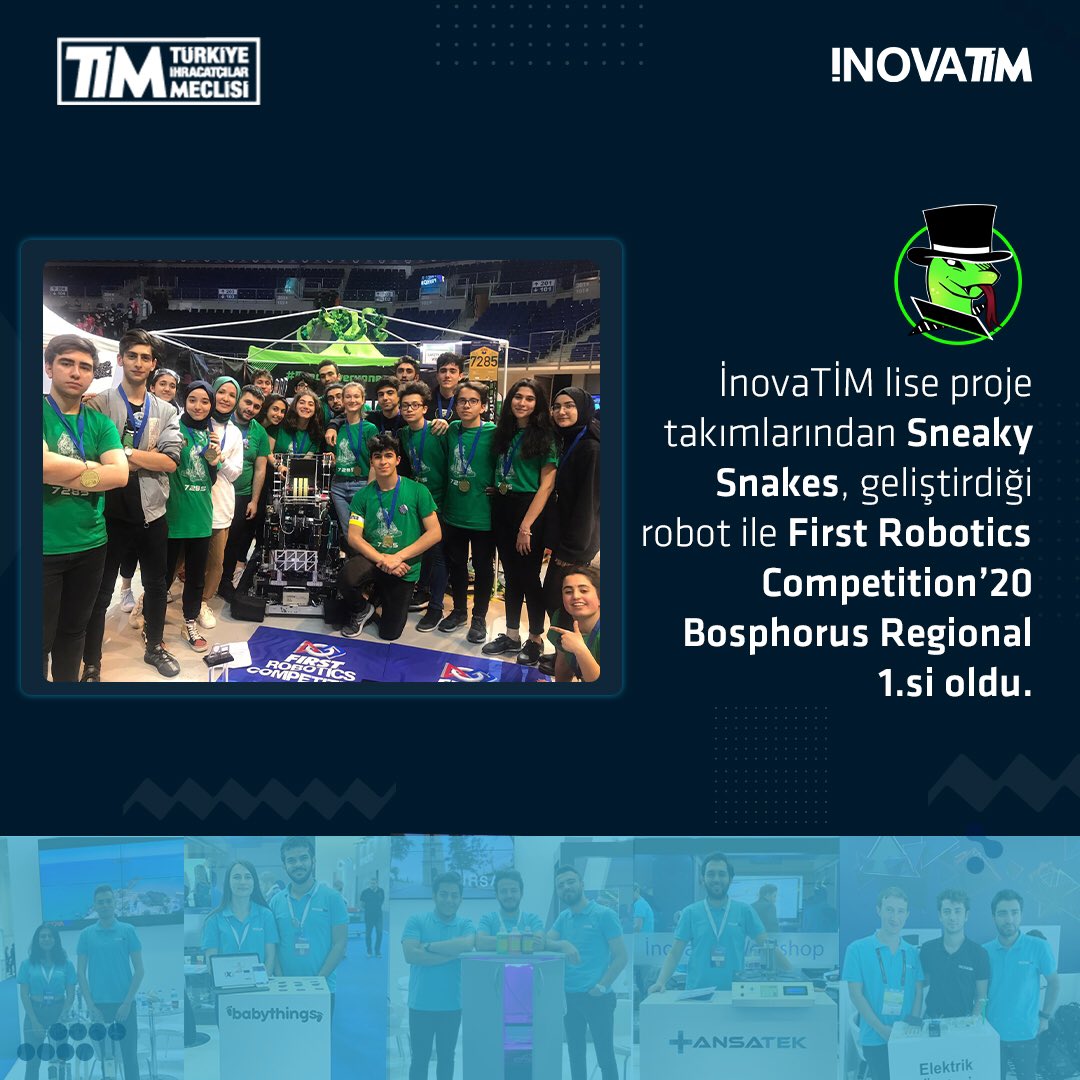 🥇🤖İnovaTİM lise ekosistemi proje takımlarından @FrcSnakes dünyanın en prestijli liselerarası robotik yarışması FRC'de Türkiye 1.si oldu. Geliştirilen robot yüksek alanlara otonom ve kumanda kontrolüyle başarılı ve seri atışlar gerçekleştirerek ödülü kazandı.