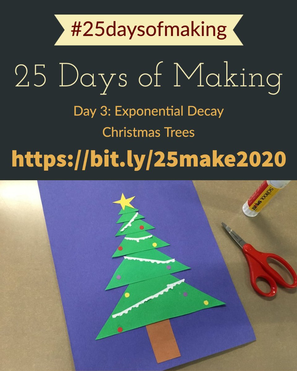 aaronmaureredu's tweet photo. 2020 Edition #25daysofmaking Day 3: Exponential Decay Christmas Trees
https://t.co/3wzEDD0Ner
@dailystem
#makerspace #makered #stemed https://t.co/P3HxpW7YqO