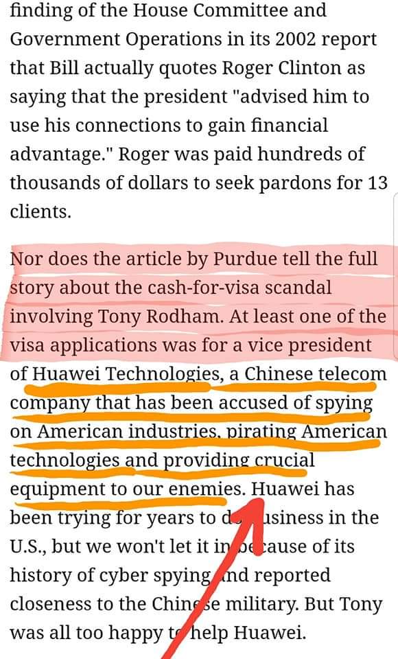 Lets get back into Huawei Sorry i got distractedTONY RODHAM is HILLARY RODHAM CLINTON.....BROTHER......Looks like Tony was the shell of working with Huawei under the table Those pesky Clintons *Coughs* Rodhams i mean