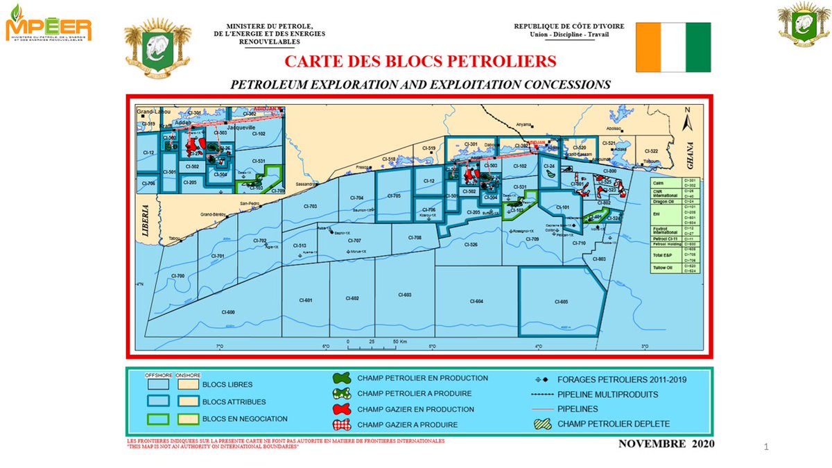 abdu_cisse's tweet photo. 5. Sur les 51 blocs pétroliers de notre pays, 4 sont en production et 14 en exploration. Les perspectives sont bonnes pour 2021 avec des forages prévus et des intérêts d’entreprises pétrolières.
#MPEER
#UneCôtedIvoirePleinedEnergie https://t.co/XmH5ZMfLSz