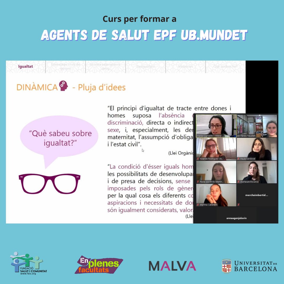 EPfacultades's tweet photo. 📸Una mostra del que va sent el #cursEPF per a formar #AgentsDeSalut en la @UniBarcelona #CampusMundet per la Prevenció i RdR de #Drogues i Promoció de #SexualitatsSaludables amb la col·laboració dels projectes #RumbaATuSon, #ChemSafe @EC_es i @Malva_FSYC @fundsalcom 👇🔎 https://t.co/0OlomCd9HQ