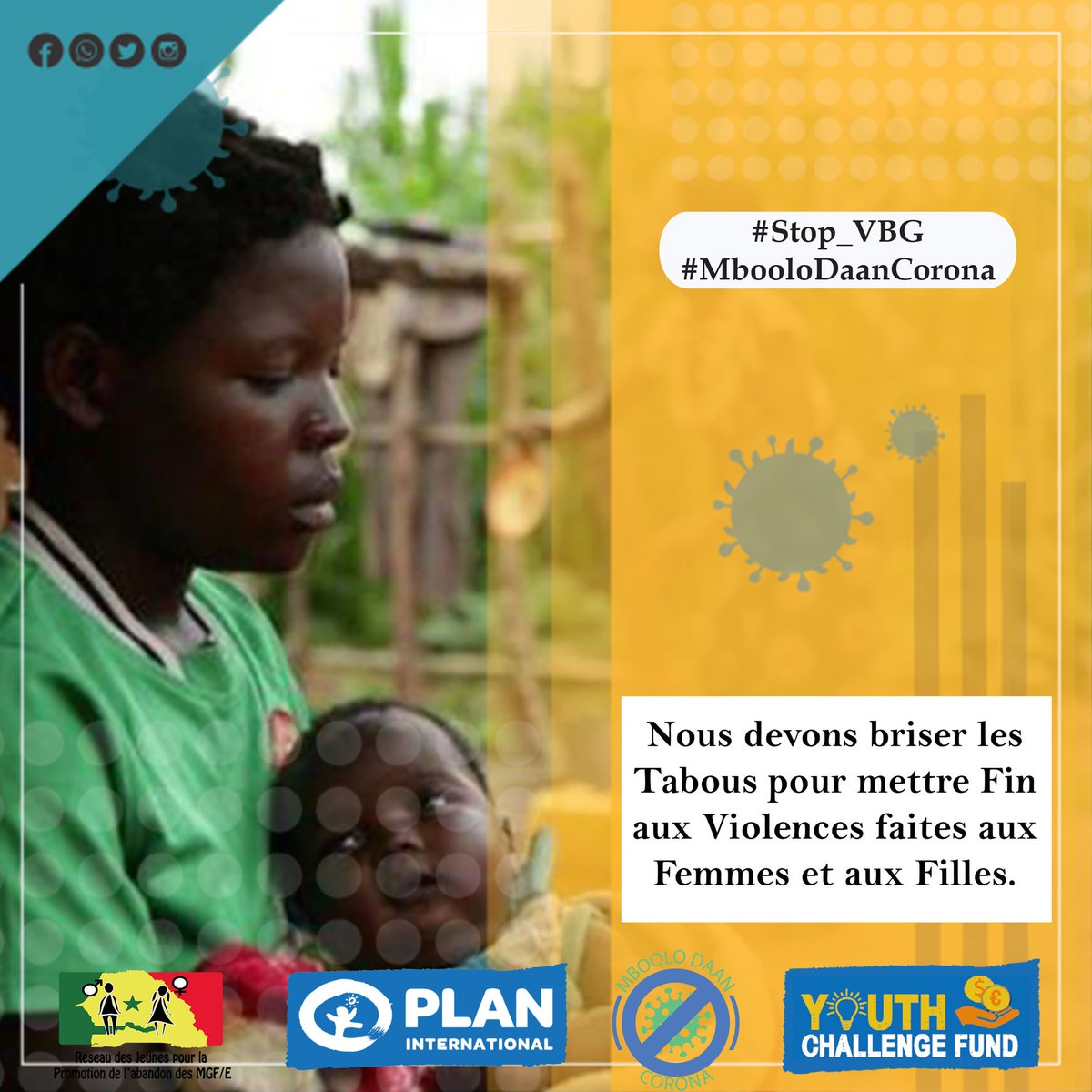 Brisons le Silence afin de Bannir les Violences que subissent les Filles et les Femmes. #MbooloDaanCorona #YouthChallengeFund #Kebetu #Sénégal #Dakar #Filles #Femmes #StopCovid19