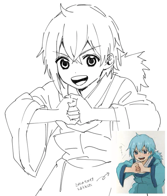 数年前の絵をリメイクしようとしたけど全然画力変わってなくて心が折れたのでやめた👨👨👨 