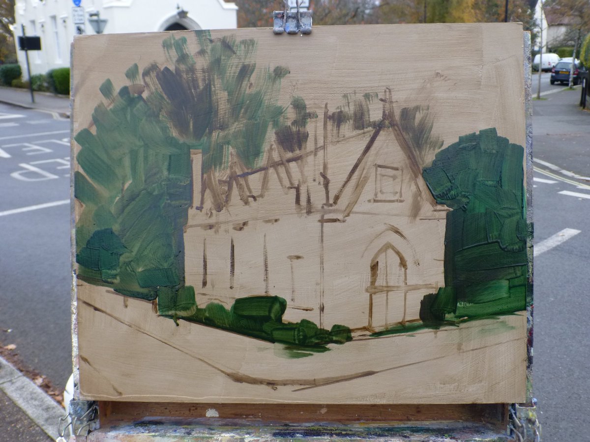 Painting the Old Grammar School in Dulwich village yesterday. I cycled there over the hill from Sydenham, but had to get off & push on the way back! The artcitect of this building is Sir Charles Barry, who also did Dulwich College & the Houses of Parliament. Victorian Gothic!