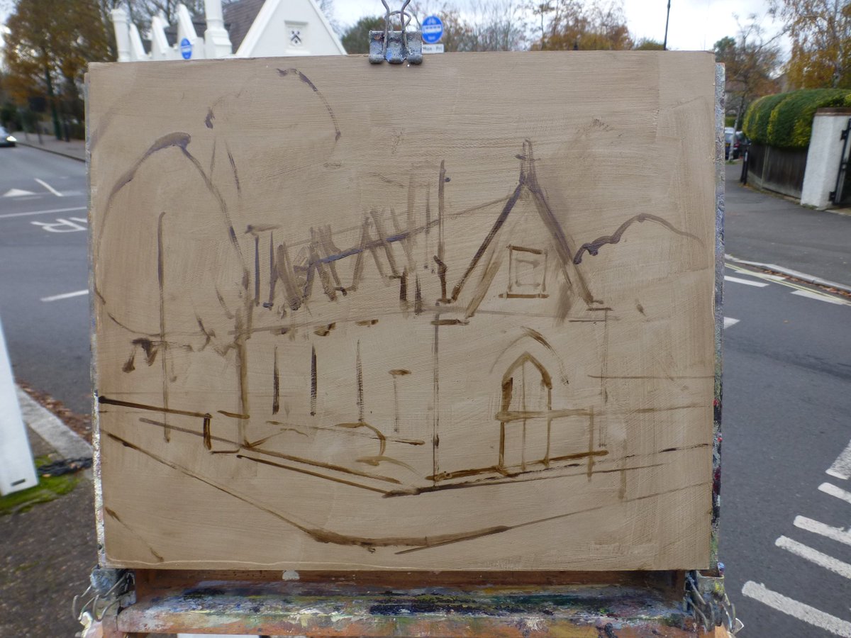 Painting the Old Grammar School in Dulwich village yesterday. I cycled there over the hill from Sydenham, but had to get off & push on the way back! The artcitect of this building is Sir Charles Barry, who also did Dulwich College & the Houses of Parliament. Victorian Gothic!