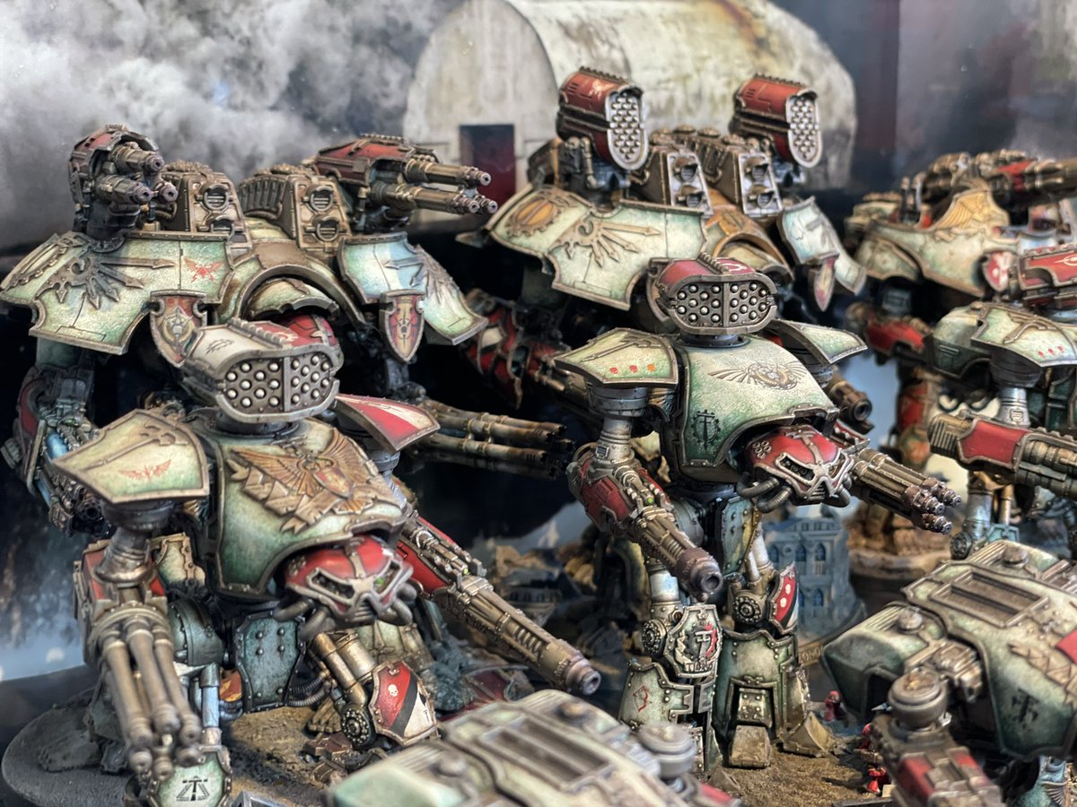 TheForgeofMars's tweet photo. So here are another of my Legio’s, #TheImperialHunters along with #HouseProconVI. So this is to help persuade @sonicsledge to join in the #AdeptusTitanicus fun. I recommend that people read #Titandeath by @GuyHaley @WarComTeam #LegioSolaria #Titan #ImperialKnights #Tigris https://t.co/uWruvZMf5G