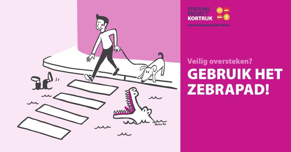 8500Kortrijk's tweet photo. Veilig oversteken? Gebruik het zebrapad!
#stationsproject https://t.co/PpGvykkOuB