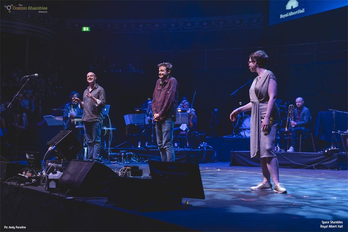cosmicshambles's tweet photo. Here’s our contribution to @FOTSN's 10th birthday photo memories. On stage at the @RoyalAlbertHall as part of our #SpaceShambles show back in 2018. https://t.co/ARgJaUMUlO