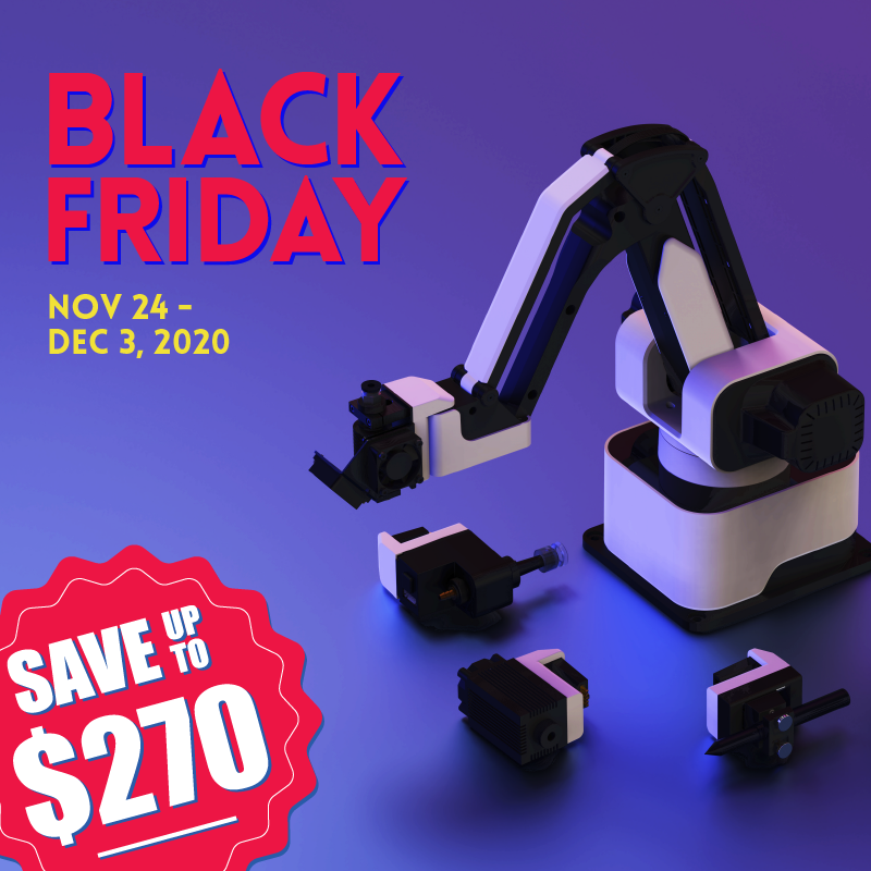 Rotrics1's tweet image. Now Live! Rotrics Black Friday Sale starts today! ✨Don't miss this final chance to get #DexArm at the lowest price! No code needed! Save up to 270 USD!! Learn more: bit.ly/3m4Bpc4