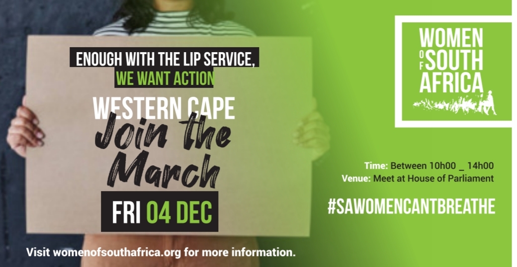 Join the March in the Western Cape!
#womenofZA
#UntilweAreEqual 
#izikhalozamakhosikazi