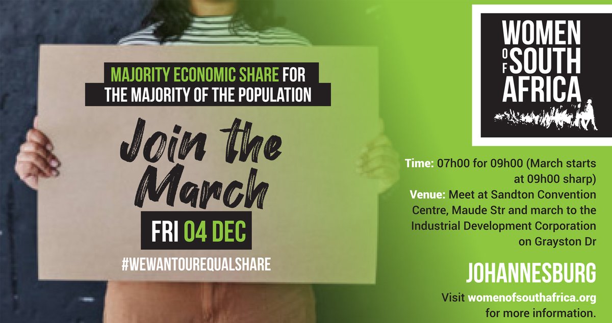 Join the March in Johannesburg!
#womenofZA
#UntilweAreEqual 
#izikhalozamakhosikazi