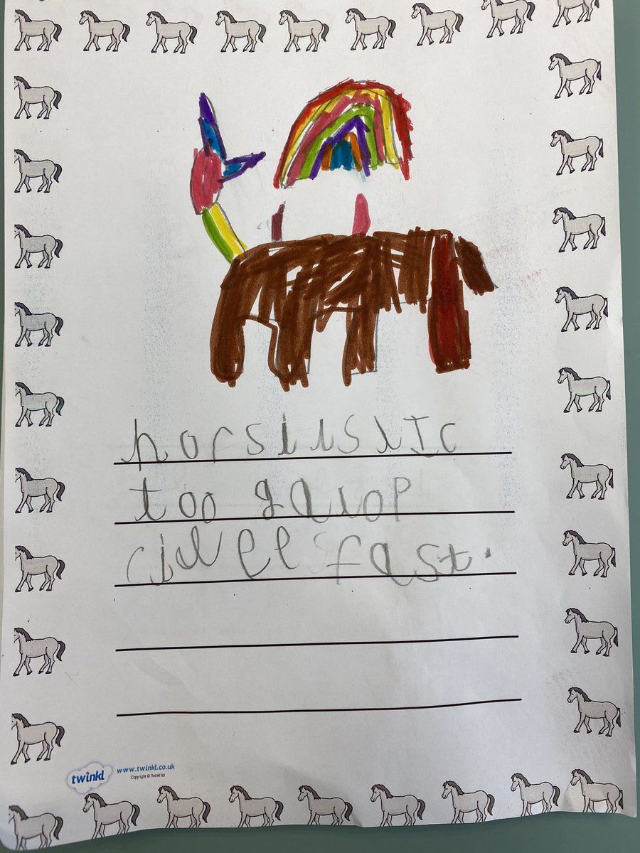 MaypoleSchool's tweet photo. The school had some unexpected visitors this morning... EYFS enjoyed writing about it! 🐴 https://t.co/fuinfSM5z6