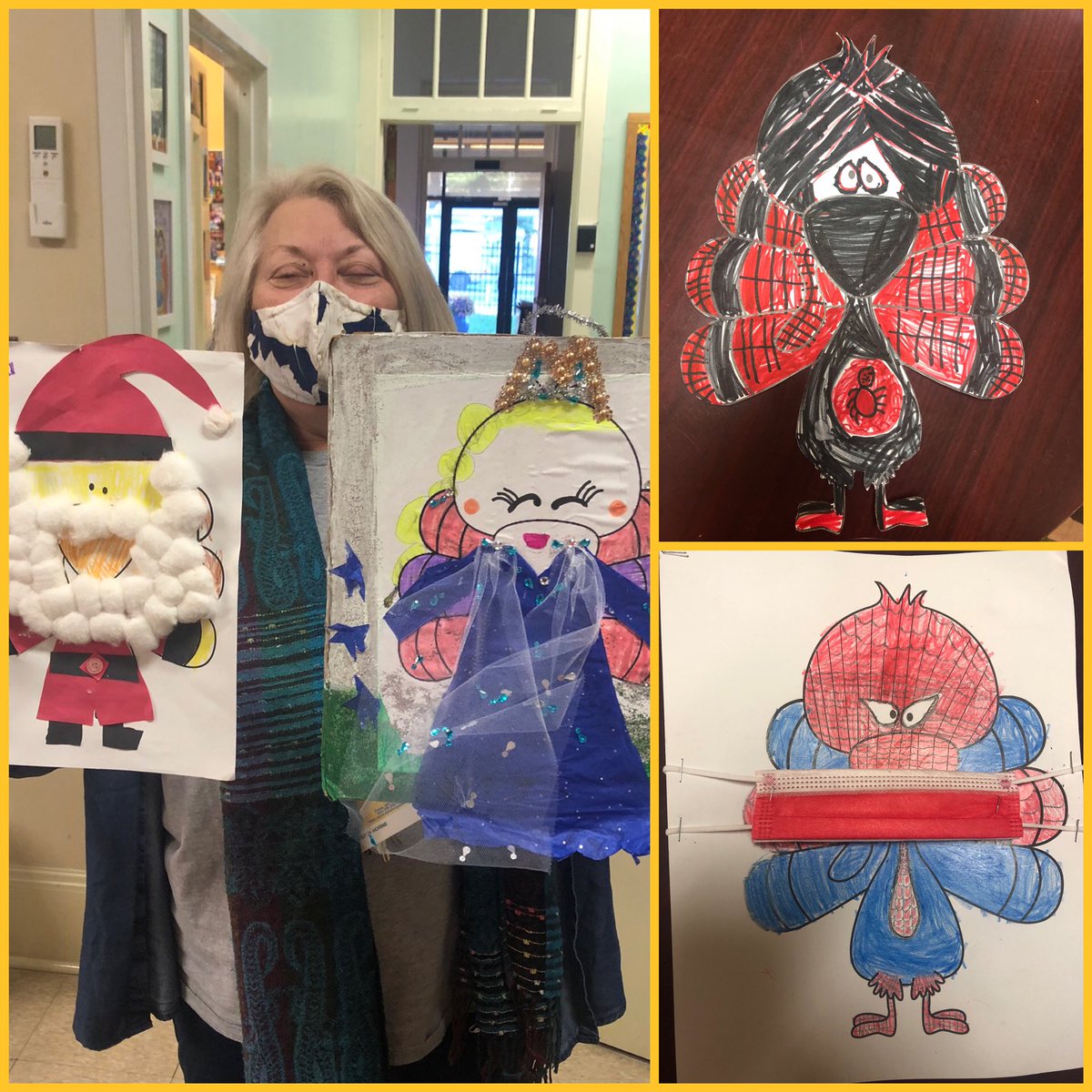 STA_Brookland's tweet photo. Mrs. Horne proudly displays her first graders’ disguised turkeys. The students did a great job!
#STAFun #CCA #HappyThanksgiving https://t.co/gpY4haLzTq