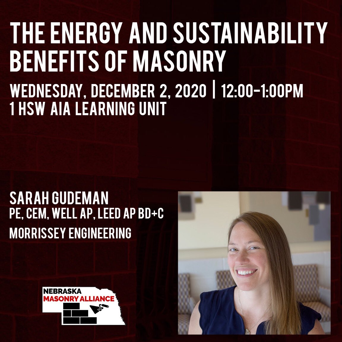 Spend your lunch hour learning. Register here nebraskamasonryalliance.org/events