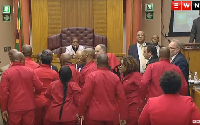 EFF MPs face the music in Parly over 2019 budget vote speech disruptions