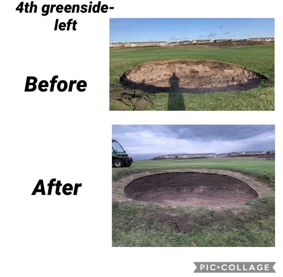 Another one completed today left hand side of the 4th green👇🏽

Start right fairway bunker this afternoon.