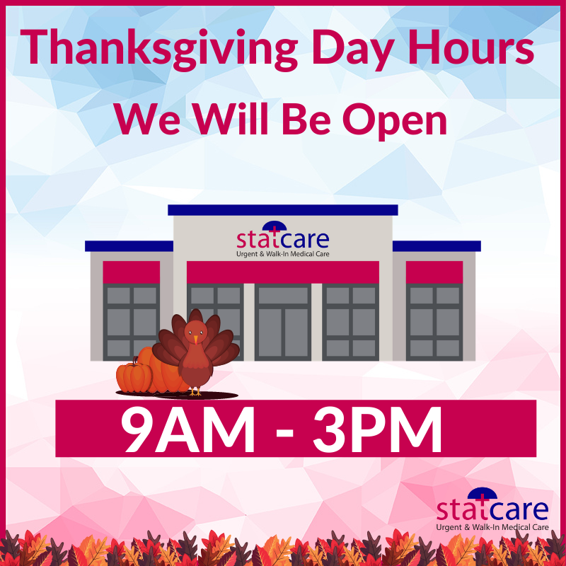 statcare's tweet photo. We will be open on Thanksgiving Day from 9 AM to 3 PM. 
Please share with family and friends. 
https://t.co/i2Uqfdy2xN 
#thanksgiving #statcare #thanksgivingday #bronx #hicksville #queens #covidtesting #covid19 #longisland #brooklyn #urgentcare #walkinclinic #family #friends https://t.co/tysd9shE7d