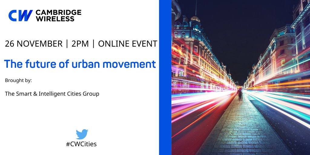 SmartCambs's tweet photo. Reserve your space for the @cambwireless #CWCITIES online event this Thursday. Join experts @voitechnology @CambridgeBID @AnadueMarketing @RDM_Group_ to discuss emerging trends set to re-shape cities #urban #mobility #smartcities #autonmousvehicles https://t.co/ou6LQi9OCv https://t.co/0WNQOAvp3q