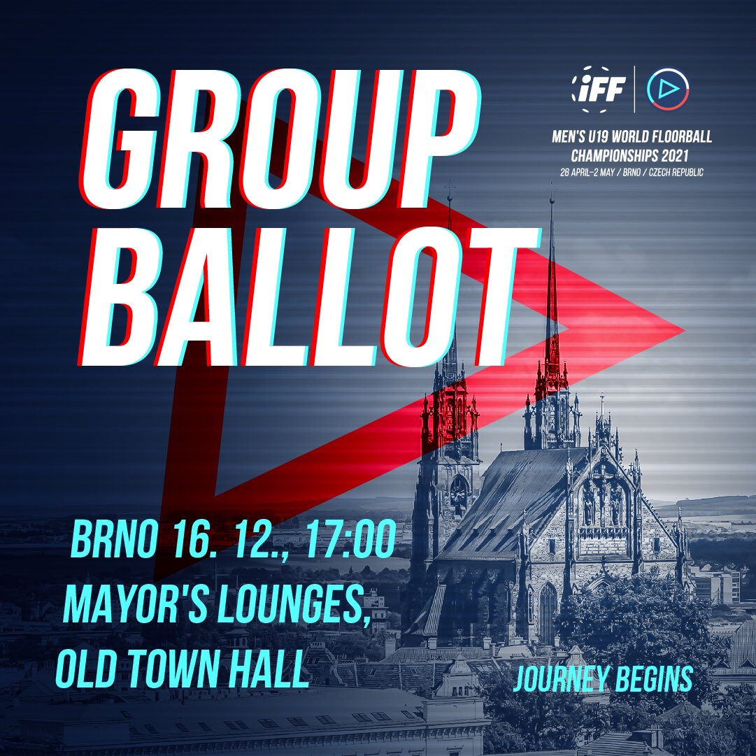 U19WFC's tweet photo. 🤩SAVE THE DAY! The group ballot draw for the Junior World Championship, that will take place in late April/beginning of May next year in Brno, has already been scheduled. The draw will proceed on 16. December at 17 CET at Brno’s City Hall. https://t.co/RIvwRnSOiK