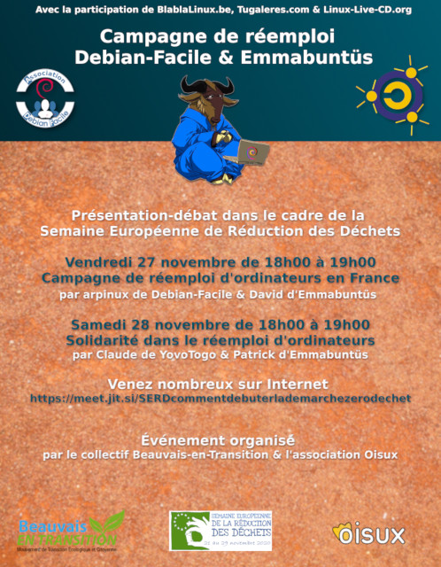 Emmabuntus's tweet image. Merci beaucoup @pascal_baratoux pour votre soutien via @uselilo ❤️
Si vous désirez savoir ce que nous faisons dans le détail nous faisons 2 visios sur Internet cette semaine sur notre campagne de réemploi avec @debian_facile @Tugaleres et #BlablaLinux emmabuntus.org/presentations-… ♻️🐧