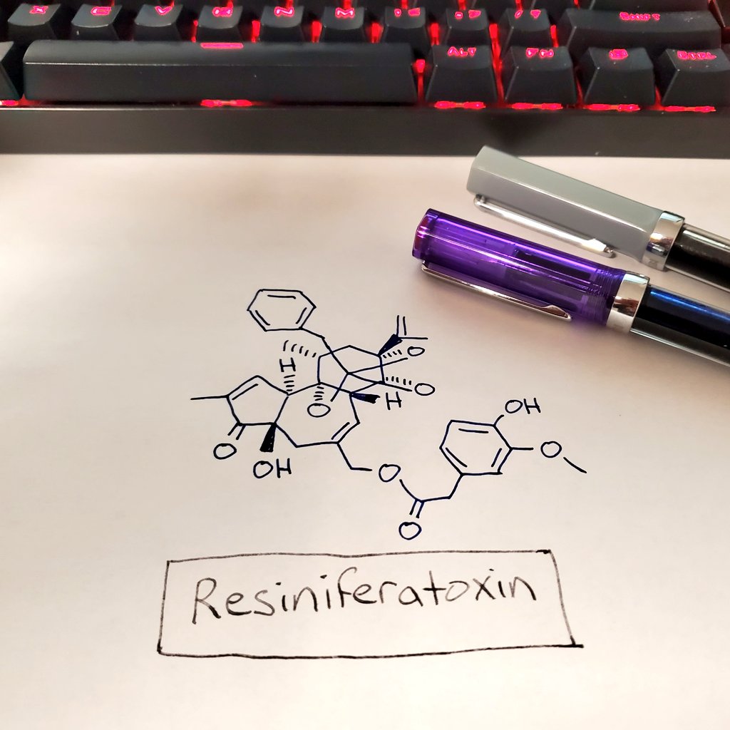 I have the rest of the week off, so when I take a break from  #amwriting, expect a bunch of these.You've heard of capsaicin, right? The the "hot" chemical in chili peppers? Today I present you with RESINIFERATOXIN. It's !