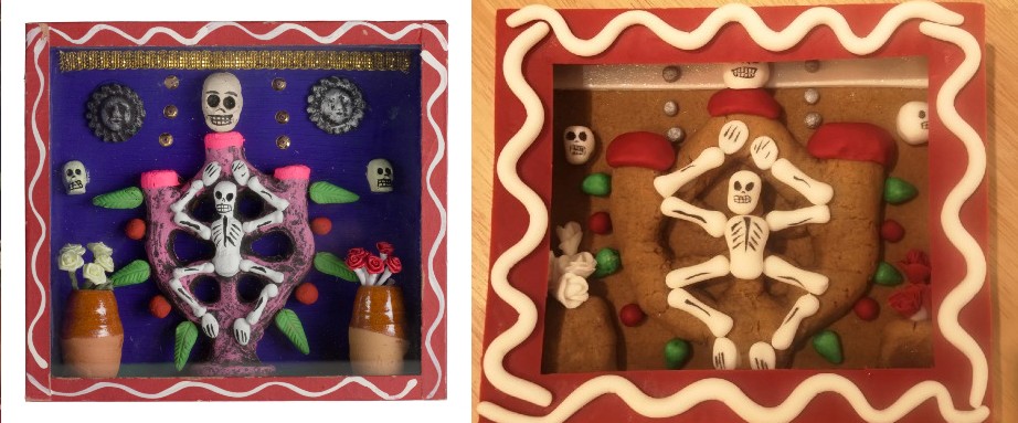 An iced gingerbread celebration of the Day of the Dead   https://www.nms.ac.uk/explore-our-collections/collection-search-results/miniature/412474  #MuseumBakeOff