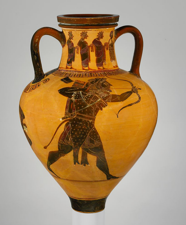 Als die attischen Vasenmaler von schwarz- auf rotfigurige Malweise umstellten, dachten sie da etwa, Herakles und Achill seien Rothäute geworden? Und wie versteht Ihr Eure eigene Amphora des Andokides-Malers, auf der Herakles in beiden Techniken abgebildet wird?
