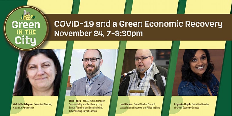 TONIGHT at 7 PM is the final Green in the City session, COVID-19 and a Green Economy Recovery. Join <a href="/LondonEnviroNet/">LondonEnviroNetwork</a> to explore the strategies for reaching a resilient and sustainable #LdnOnt. Register to tune in live or receive a recording to view later: ow.ly/xuiK50CtHpy