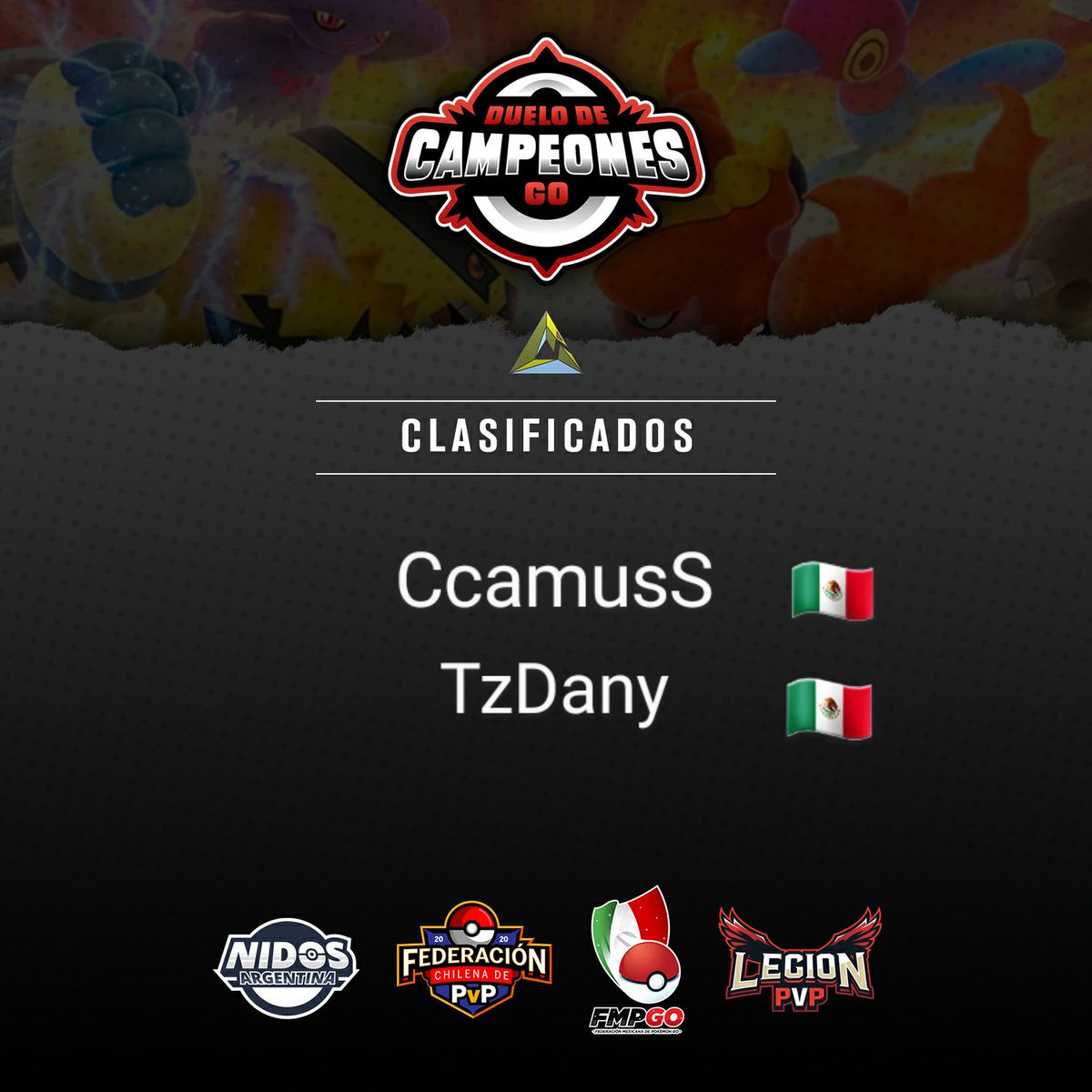 FMPGo_'s tweet photo. Jornada de muy buenas batallas e impresionantes combates, nos llevaron a un cuádruple empate, el cual llevará a dos campeones a @duelodecampeonesgo y ellos son:
- CcamusS 
- TzDany 
Por número de batallas ganadas dentro del encuentro ellos dos son nuestros representantes. https://t.co/C5u64ktQ5o