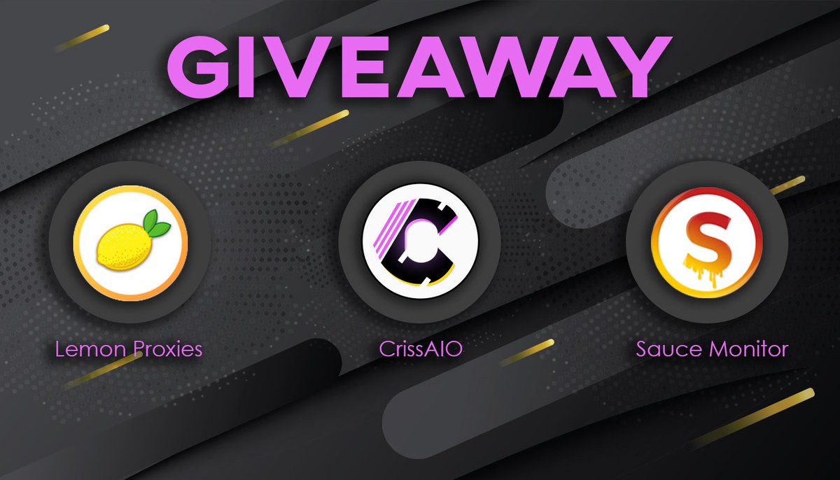 CrissAIO's tweet photo. ⚡️GIVEAWAY⚡️

🎁 Prizes:

- 2GB Resi @Lemon_Proxies

- 1 Key @CrissAIO
 
- 1 FREE Monthly Key @saucemonitor

⚙️ Rules:

📌 Follow all accounts 
♥️ Like 
🔁 Retweet 
👥 Tag a friend 

Ends in 24 hours! 

Goodluck! 🍀 https://t.co/boVK8xdKiQ