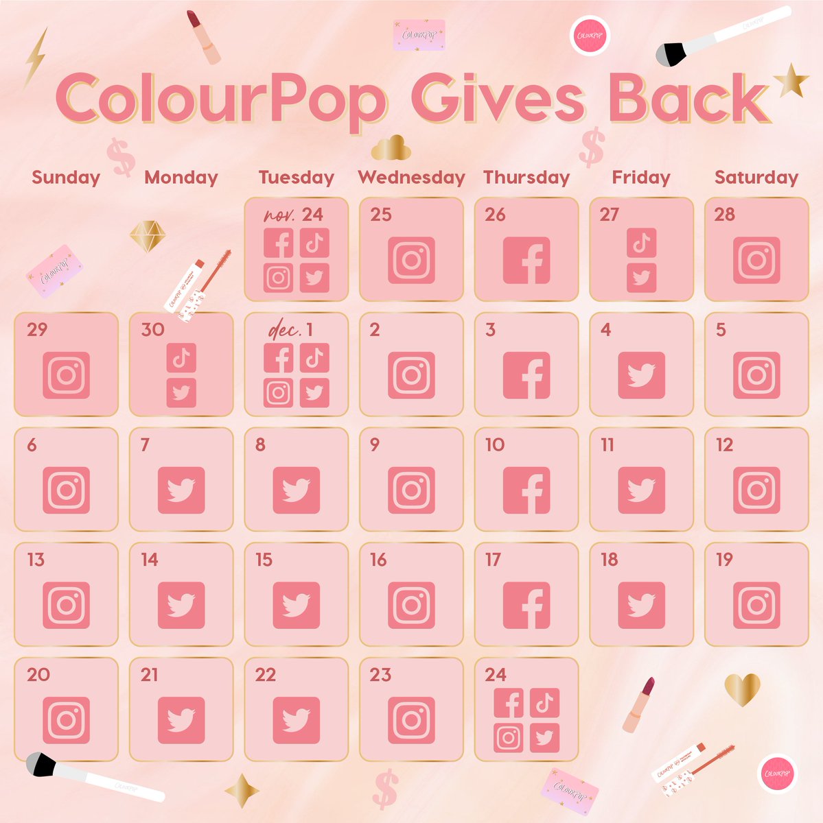 ColourPopCo's tweet image. 🎁Share  your holiday wishlist with us (can be more that just our products) 🎁

We will be picking winners at random up until December 23th on TW, IG, FB, and TikTok Sparkles

To enter: 
🎁Like &amp;amp; RT
🎁Tweet #colourpopgivesback and share your list