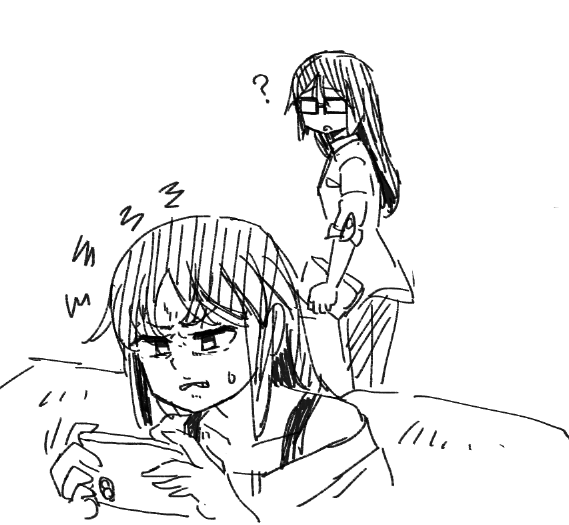 ゲームでイライラしてるシタラと「やめればいいのに」と思っている文嘉 