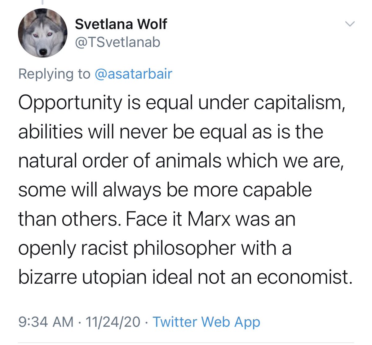 Ah, the old tautology: some people are ‘more capable’ —> they get rich —> the existence of the rich proves they are more capable  And I’m supposed to take this seriously