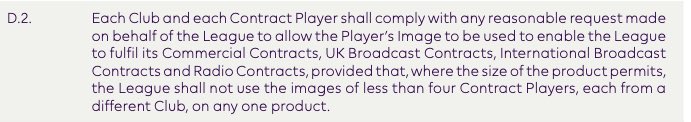 Also, worth noting that the PL Rules adopt the same definition of ‘Player’s Image’, and that Rule D.2 states: