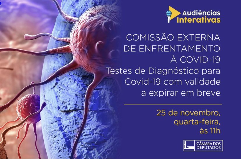 A Comissão Externa de Enfrentamento à Covid-19 da Câmara dos Deputados vai ouvir o Ministério da Saúde, nesta quarta-feira, para saber a situação dos testes de diagnóstico para a Covid-19 com validade a expirar em breve. https://t.co/6rim7790M5