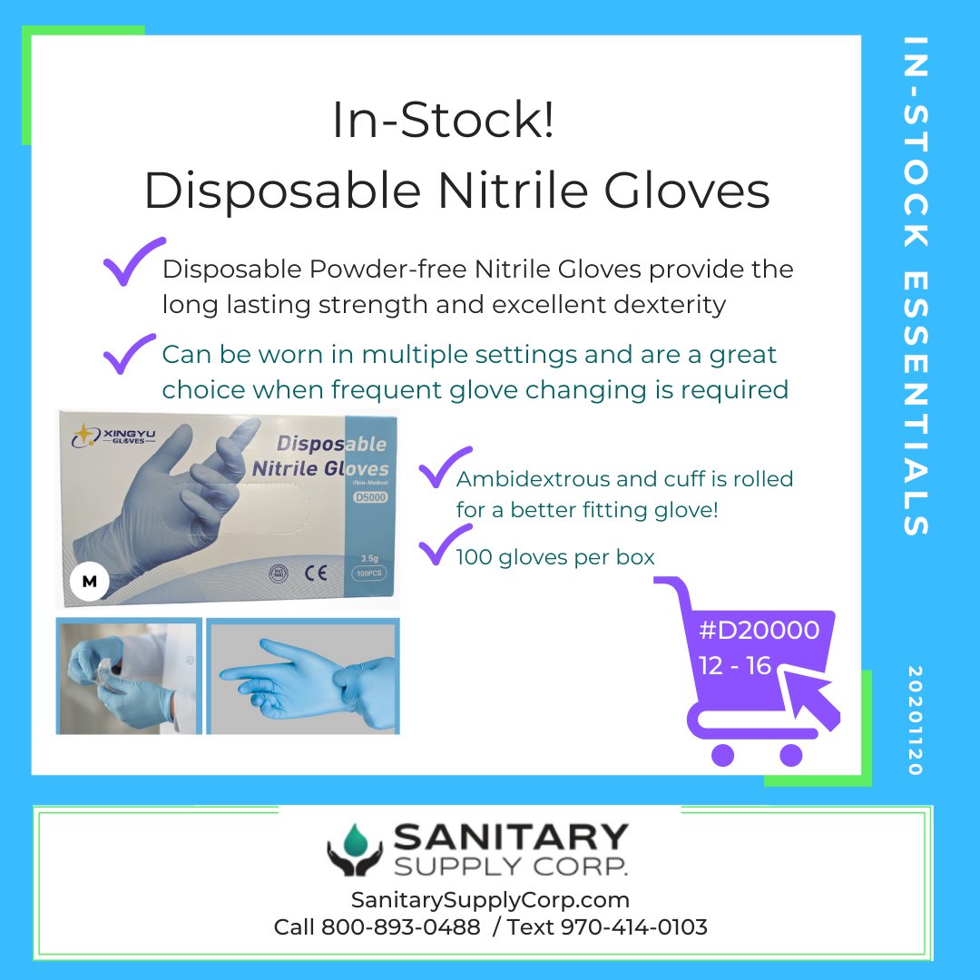 sscinc's tweet photo. Disposable Nitrile Gloves - 100 powder free per box!  Order Online https://t.co/gSh4qI6PrN - pick them up or get them delivered!  Open to the Public Mon-Fri 8am - 5pm https://t.co/PvfxFUCexN