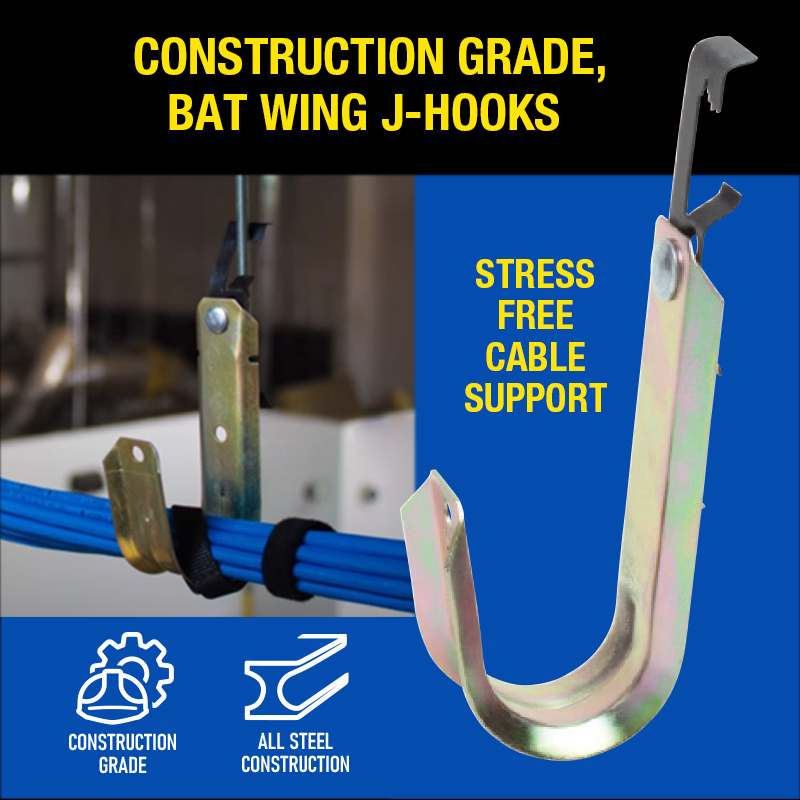 Platinum Tools on X: Traditional style, construction grade, multi-purpose J -Hooks provide stress free cable support and help organize and build a  distribution pathway for various types of cables. Details Below.