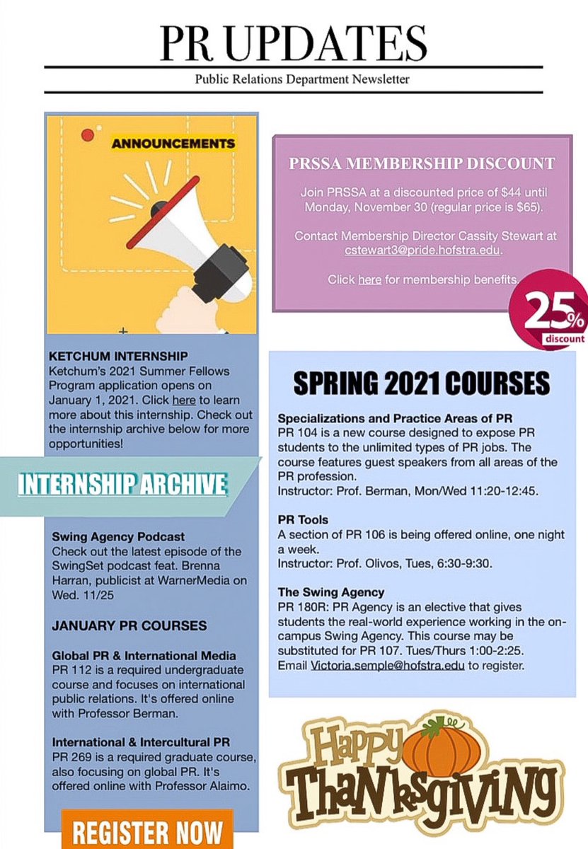 LHSCDiversity's tweet image. View the latest PR updates for LHSC public relations majors! 📣
•
If you have any questions, feel free to contact the department at JRNLMSPR@hofstra.edu.

#publicrelations #prmajors #prupdates